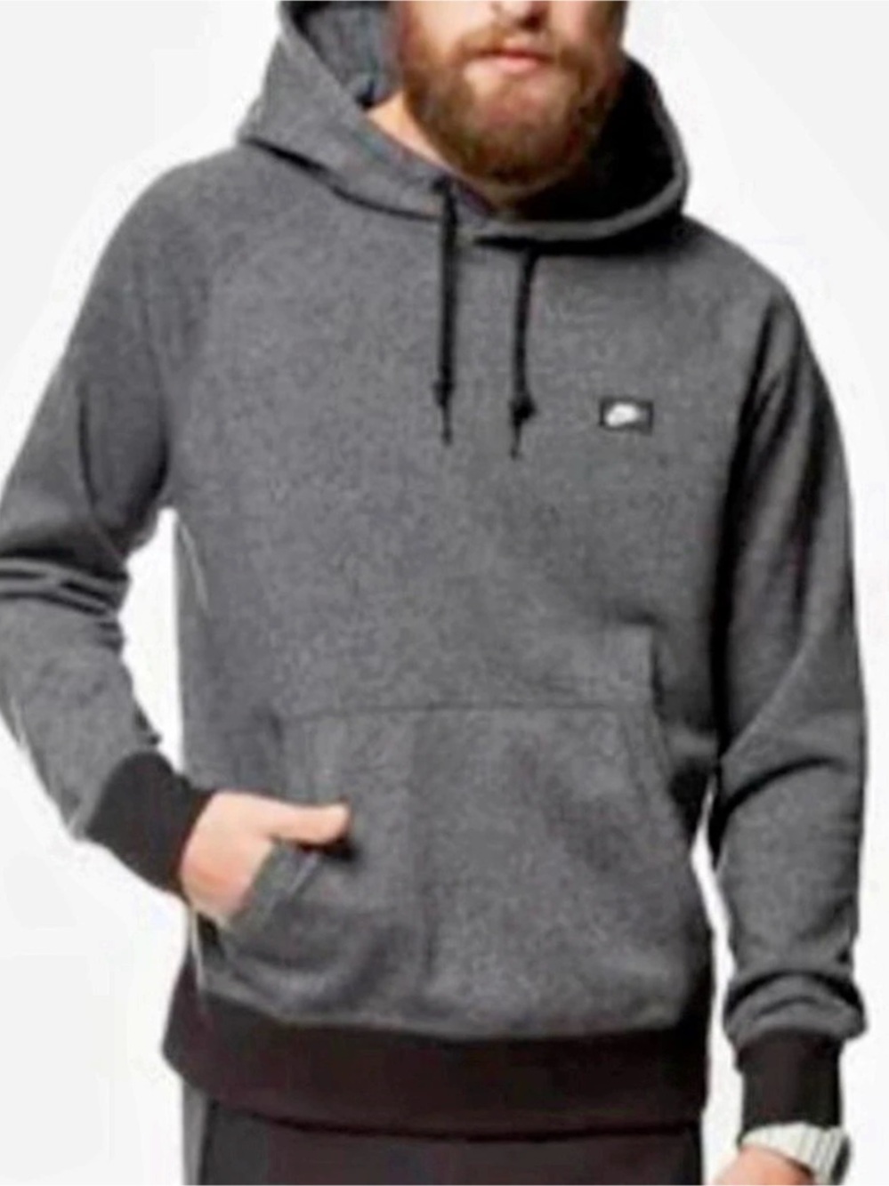 Nike Sportswear Club Fleece Pullover Hoodie Gray & Black 2XL
